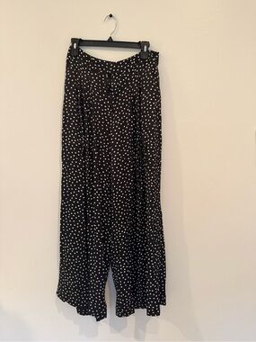 Anthropologie Black White Polka Dot Button Pants | 6P
